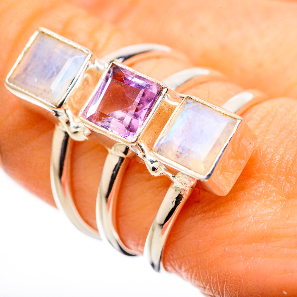 Rainbow Moonstone Rings handcrafted by Anasilvercos - RING131580