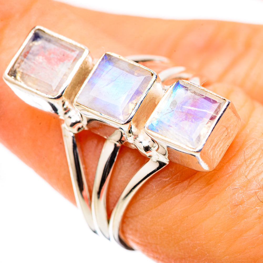 Rainbow Moonstone Rings handcrafted by Anasilvercos - RING131583
