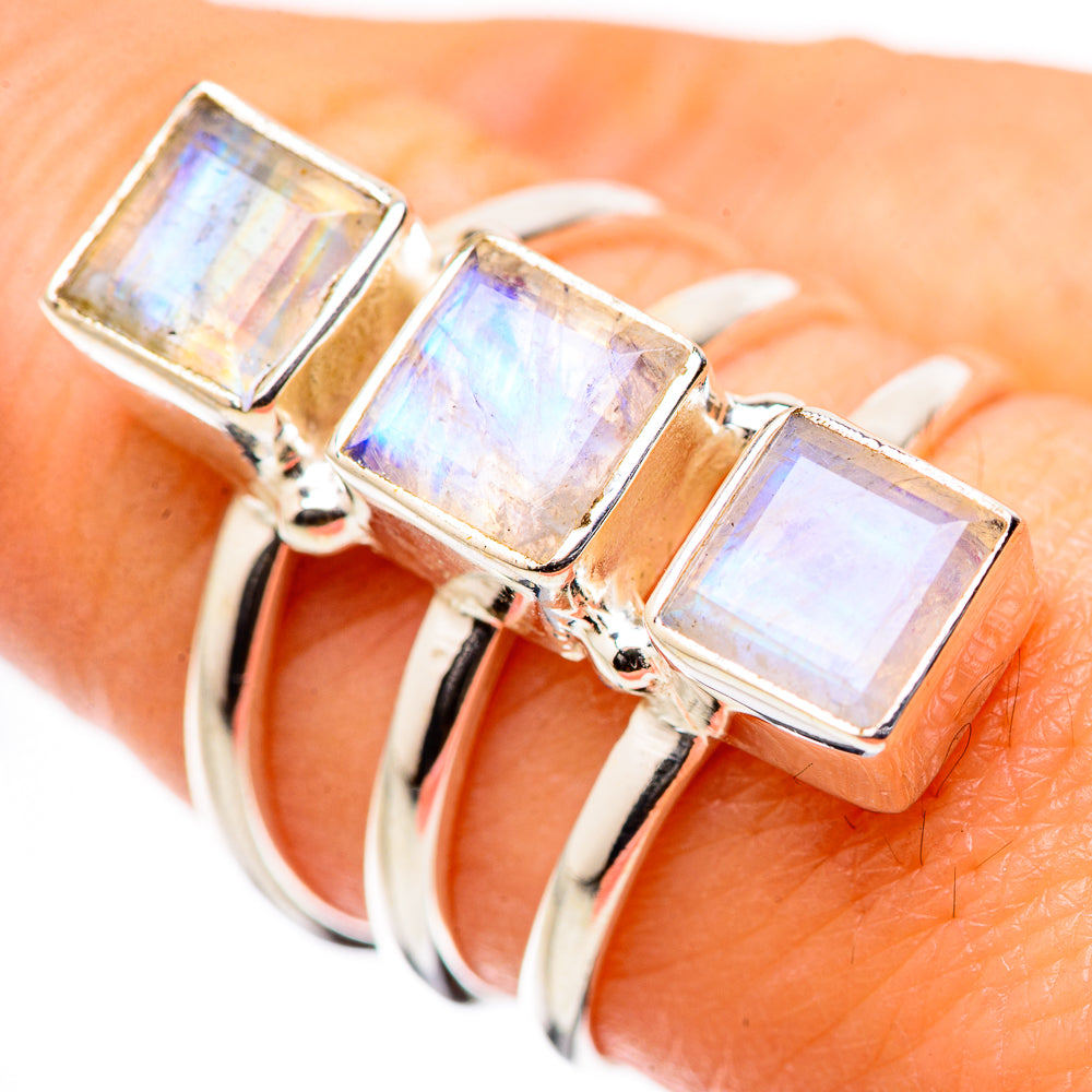 Rainbow Moonstone Rings handcrafted by Anasilvercos - RING131597