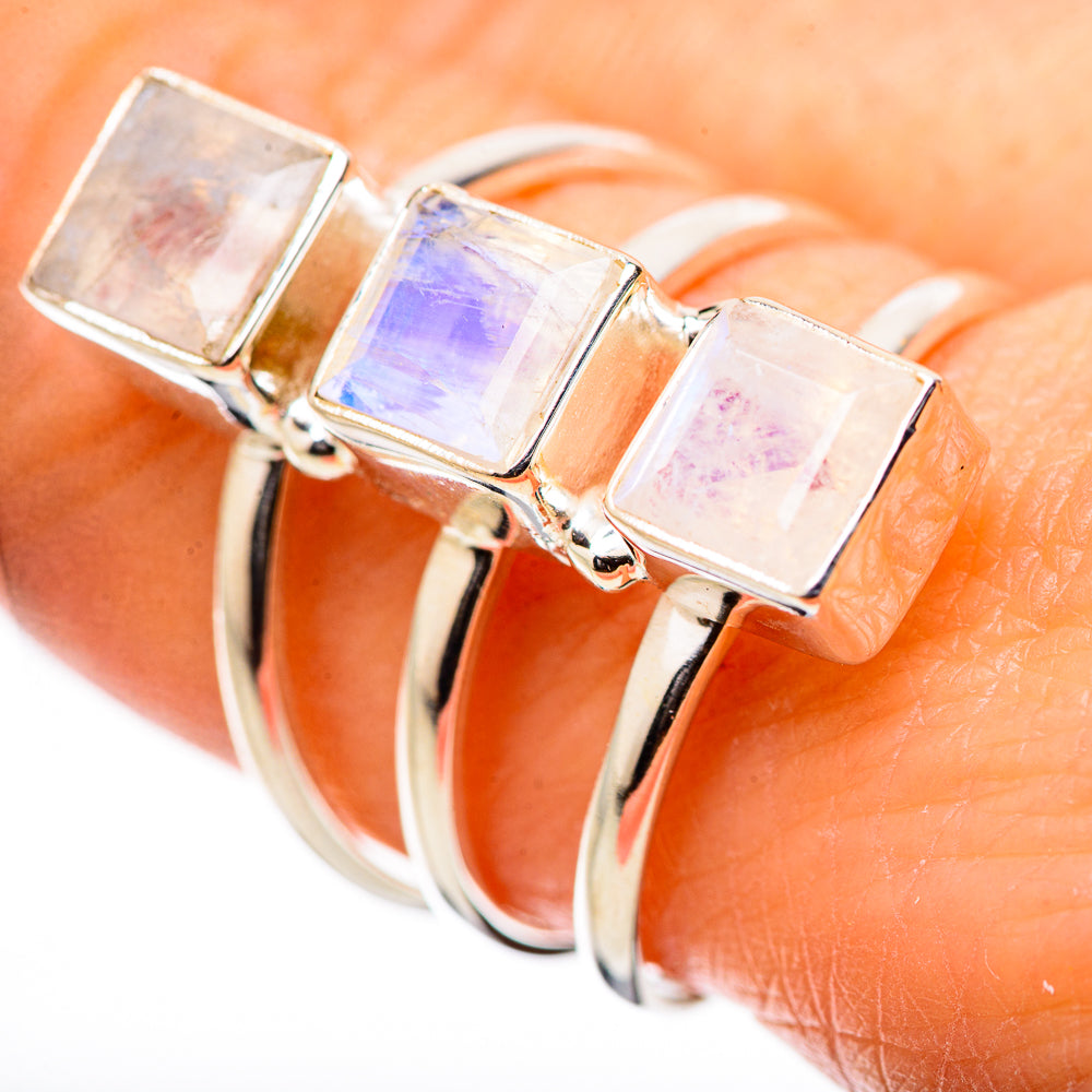 Rainbow Moonstone Rings handcrafted by Anasilvercos - RING131629
