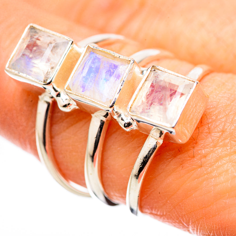 Rainbow Moonstone Rings handcrafted by Anasilvercos - RING131635