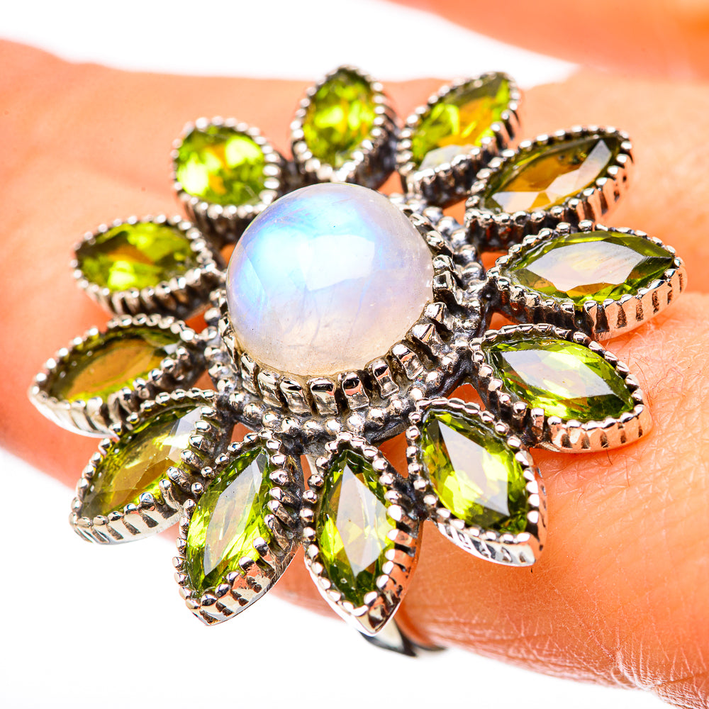 Rainbow Moonstone Rings handcrafted by Anasilvercos - RING131649