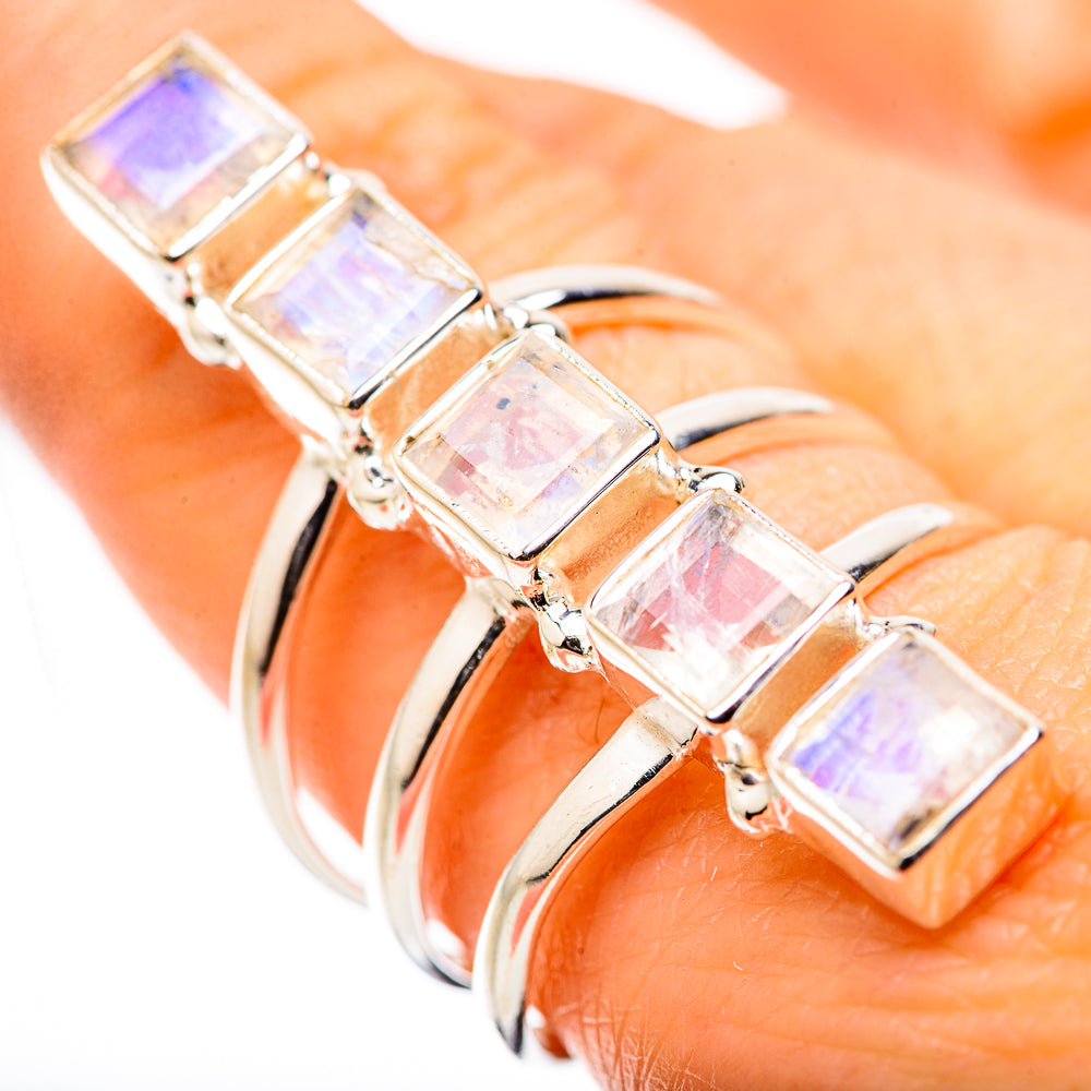 Rainbow Moonstone Rings handcrafted by Anasilvercos - RING131658