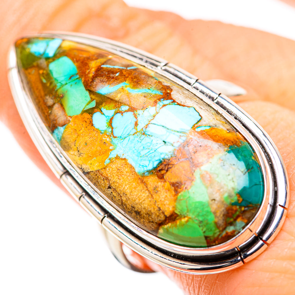 Kingman Mohave Turquoise Rings handcrafted by Anasilvercos - RING131660
