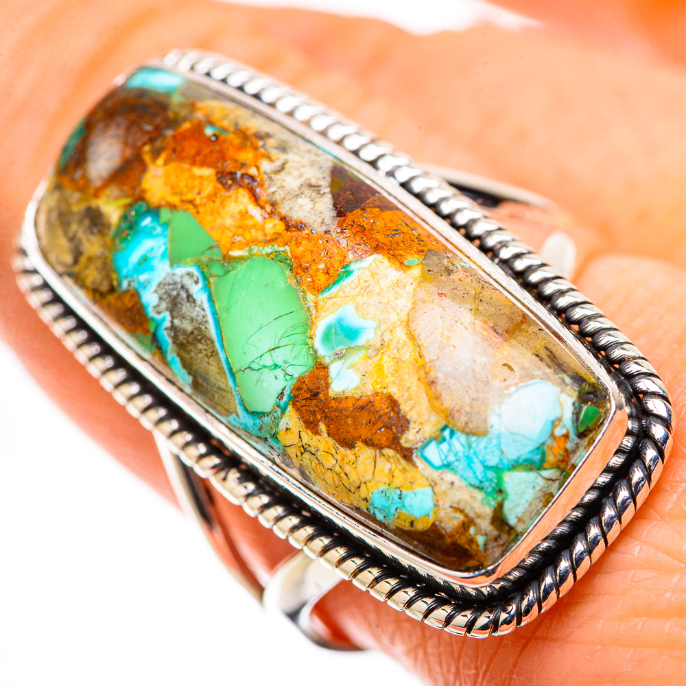 Kingman Mohave Turquoise Rings handcrafted by Anasilvercos - RING131661