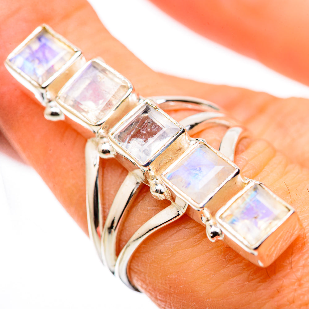Rainbow Moonstone Rings handcrafted by Anasilvercos - RING131678