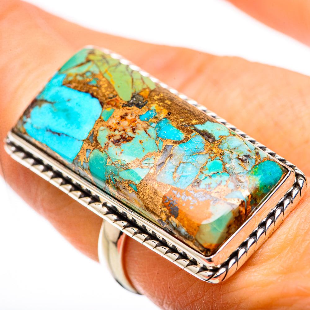 Kingman Mohave Turquoise Rings handcrafted by Anasilvercos - RING131681