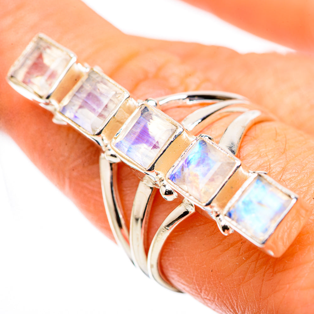 Rainbow Moonstone Rings handcrafted by Anasilvercos - RING131697