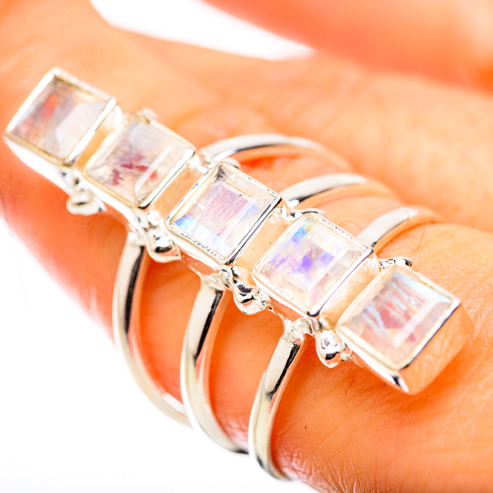 Rainbow Moonstone Rings handcrafted by Anasilvercos - RING131698
