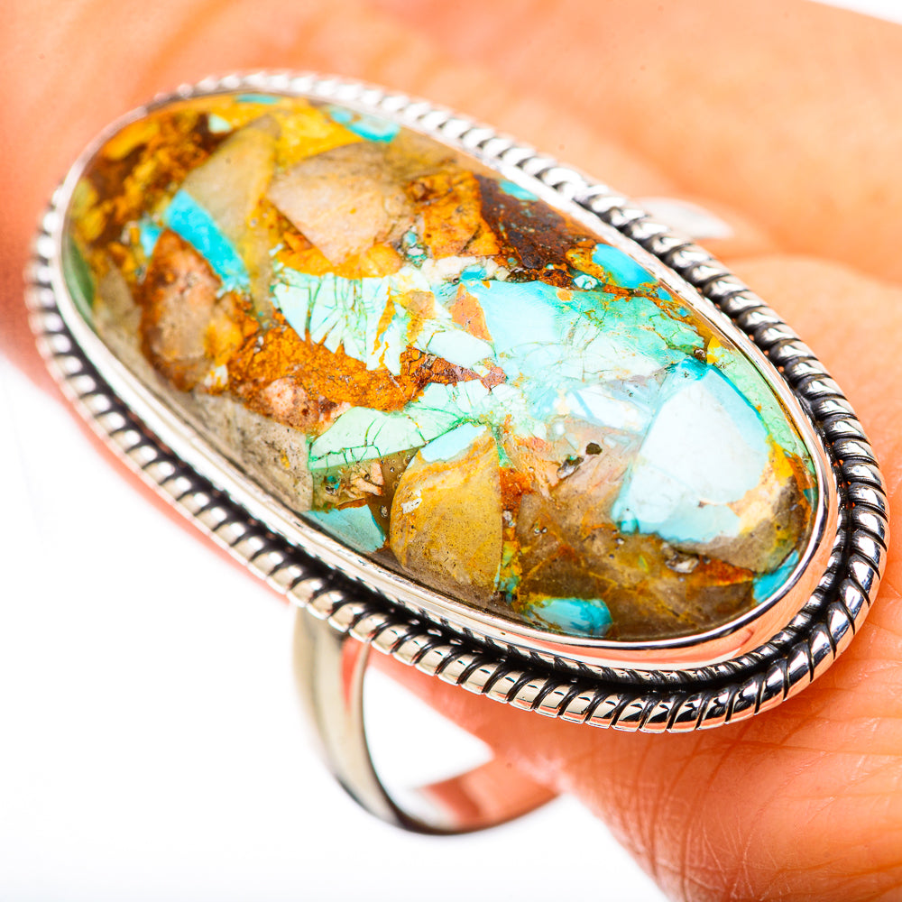 Kingman Mohave Turquoise Rings handcrafted by Anasilvercos - RING131700