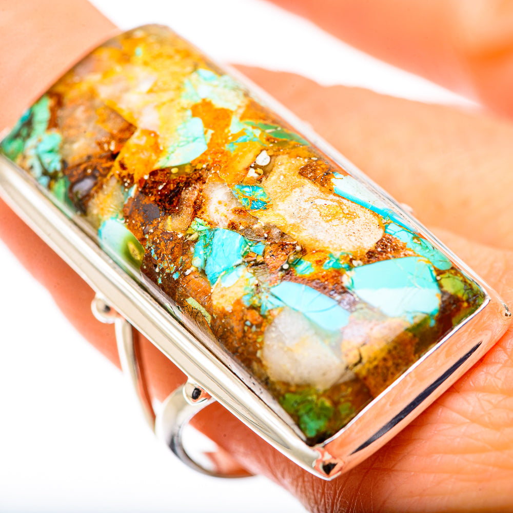 Kingman Mohave Turquoise Rings handcrafted by Anasilvercos - RING131701