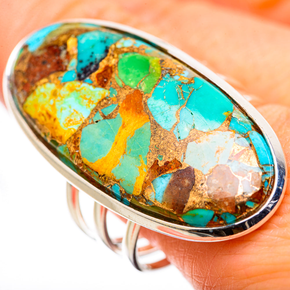 Kingman Mohave Turquoise Rings handcrafted by Anasilvercos - RING131703