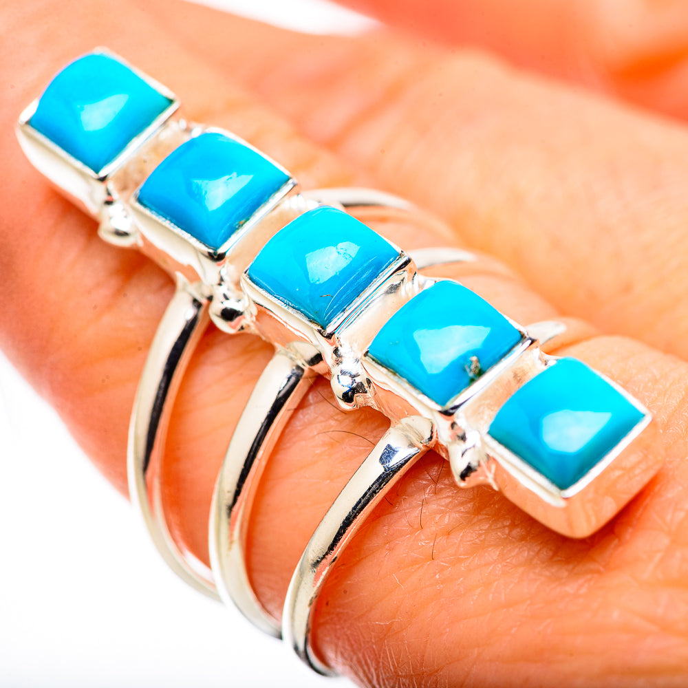 Sleeping Beauty Turquoise Rings handcrafted by Anasilvercos - RING131706