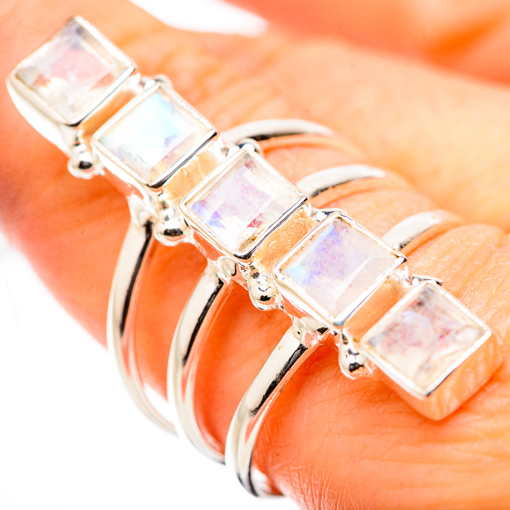 Rainbow Moonstone Rings handcrafted by Anasilvercos - RING131715