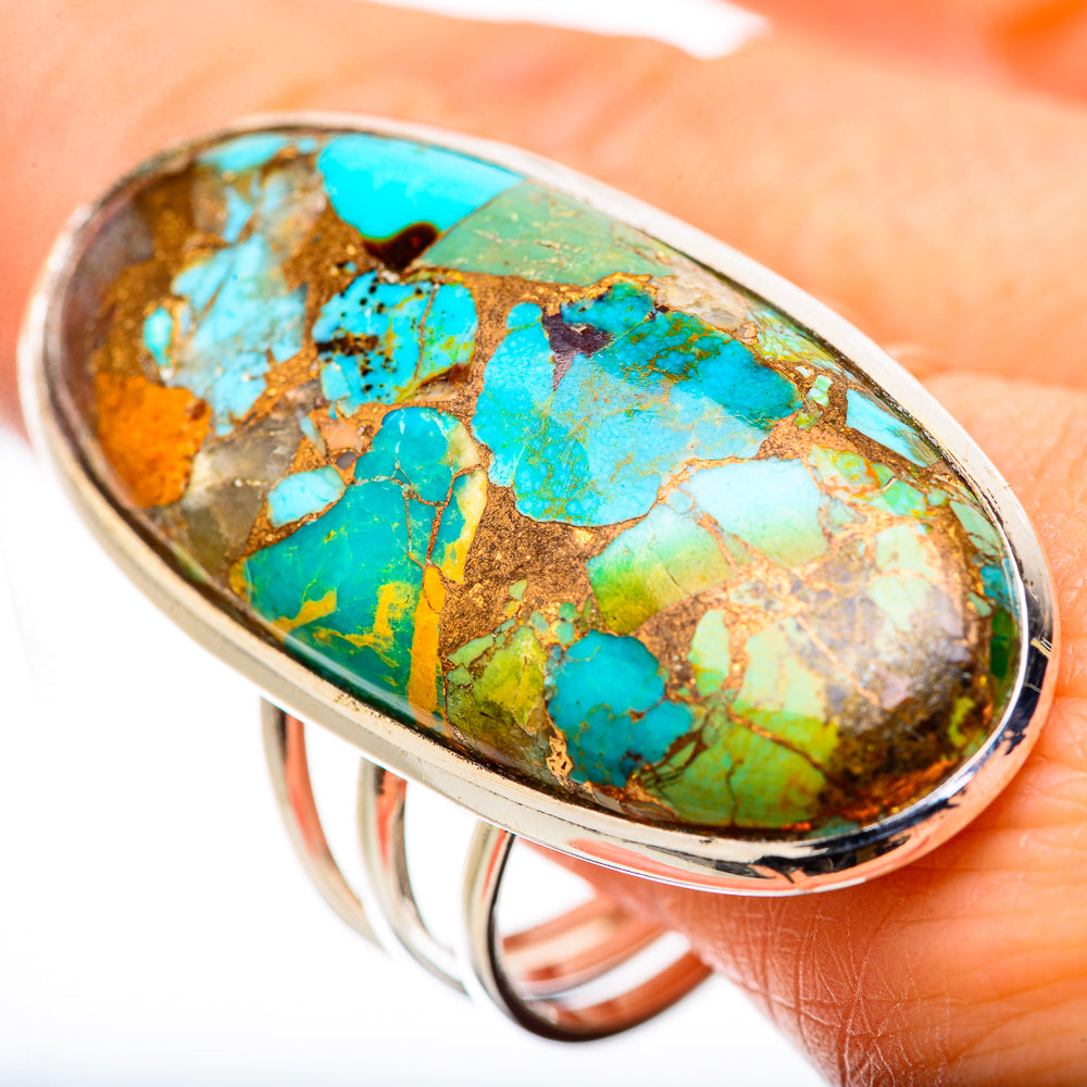 Kingman Mohave Turquoise Rings handcrafted by Anasilvercos - RING131717
