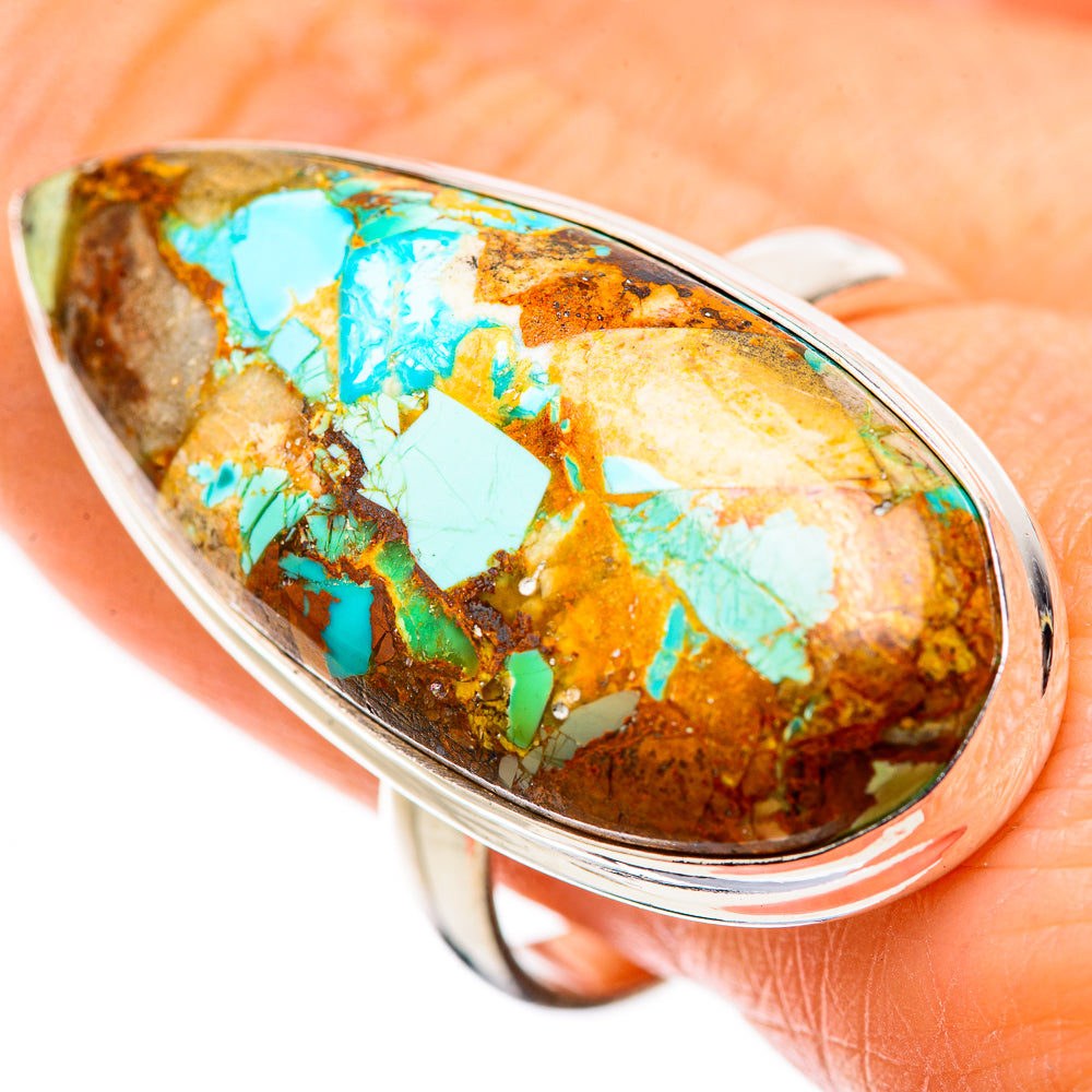 Kingman Mohave Turquoise Rings handcrafted by Anasilvercos - RING131718