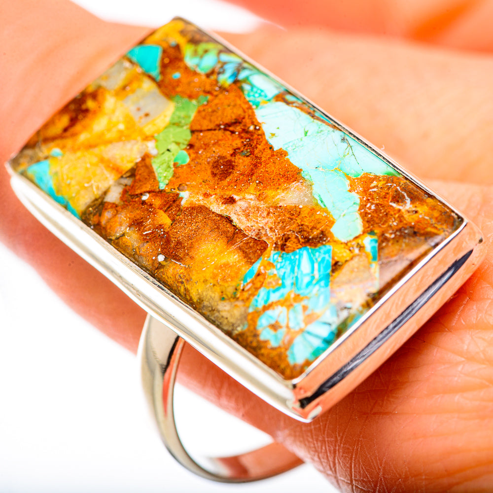 Kingman Mohave Turquoise Rings handcrafted by Anasilvercos - RING131719