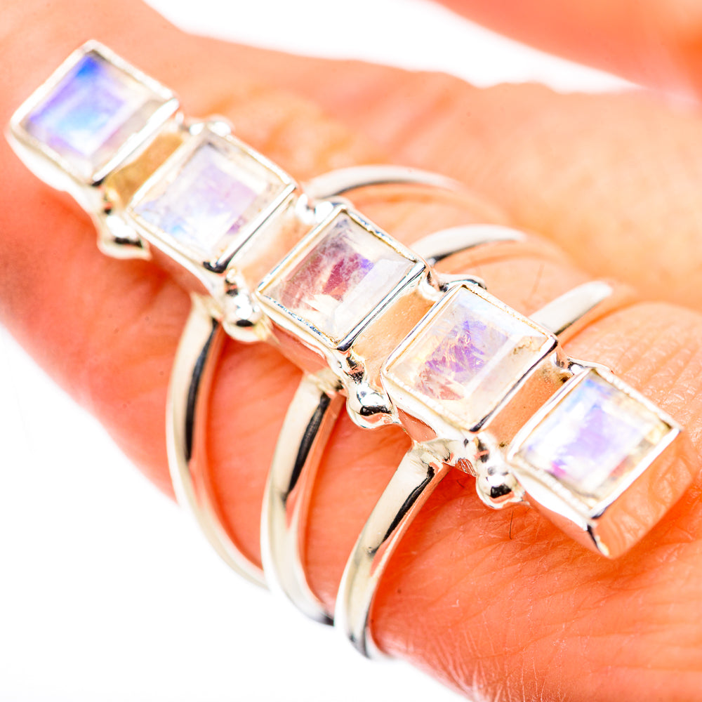 Rainbow Moonstone Rings handcrafted by Anasilvercos - RING131730