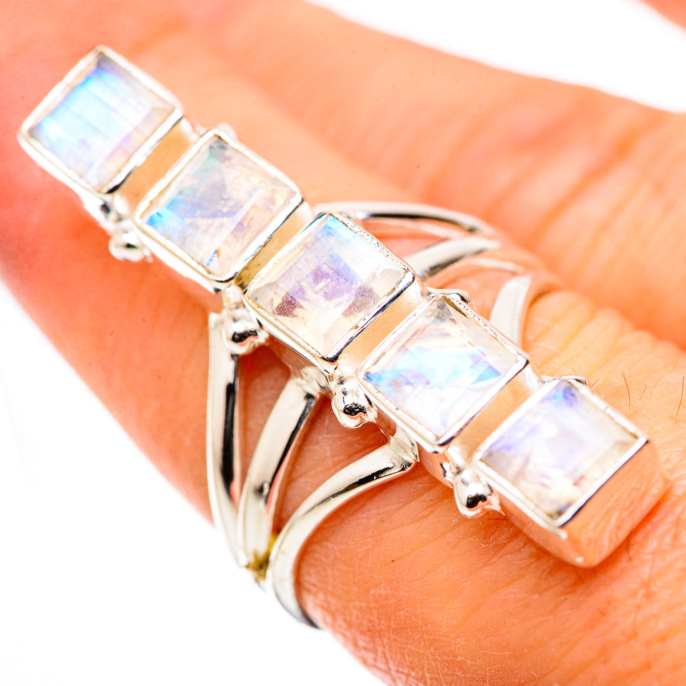 Rainbow Moonstone Rings handcrafted by Anasilvercos - RING131731
