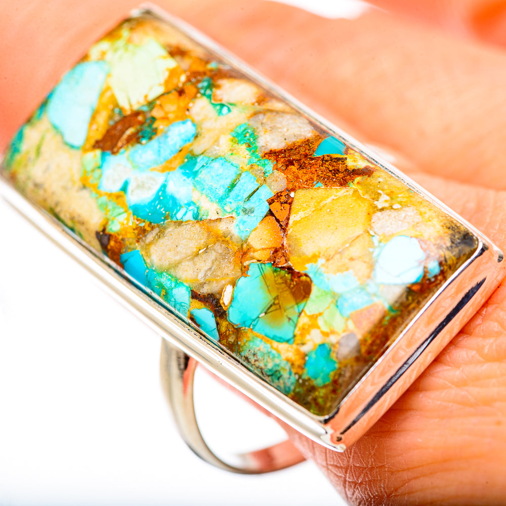 Kingman Mohave Turquoise Rings handcrafted by Anasilvercos - RING131743