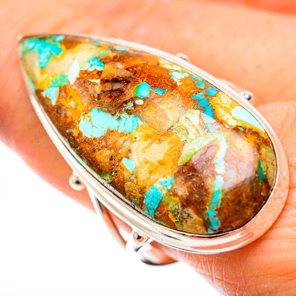 Kingman Mohave Turquoise Rings handcrafted by Anasilvercos - RING131744