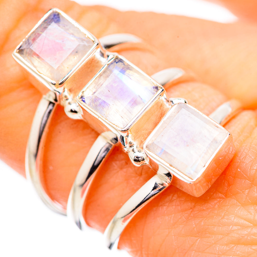 Rainbow Moonstone Rings handcrafted by Anasilvercos - RING131758