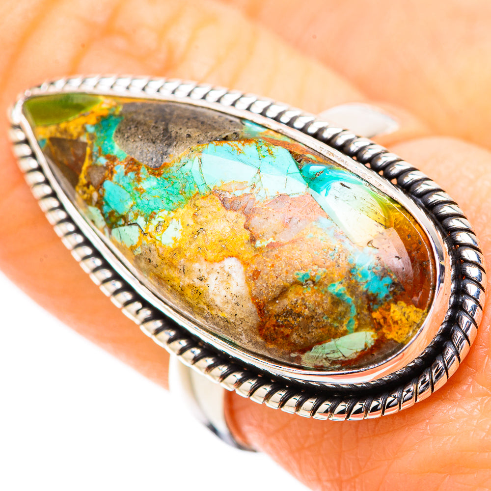 Kingman Mohave Turquoise Rings handcrafted by Anasilvercos - RING131761
