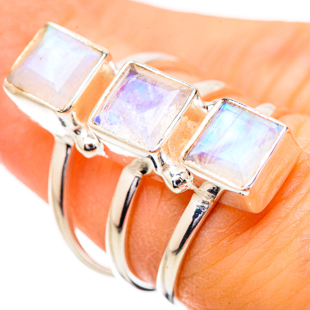 Rainbow Moonstone Rings handcrafted by Anasilvercos - RING131803