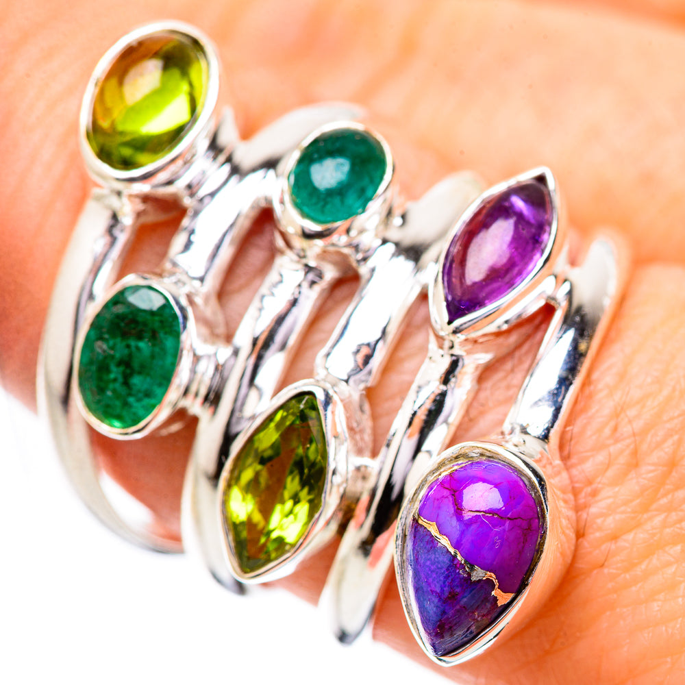 Purple Copper Composite Turquoise Rings handcrafted by Anasilvercos - RING131835