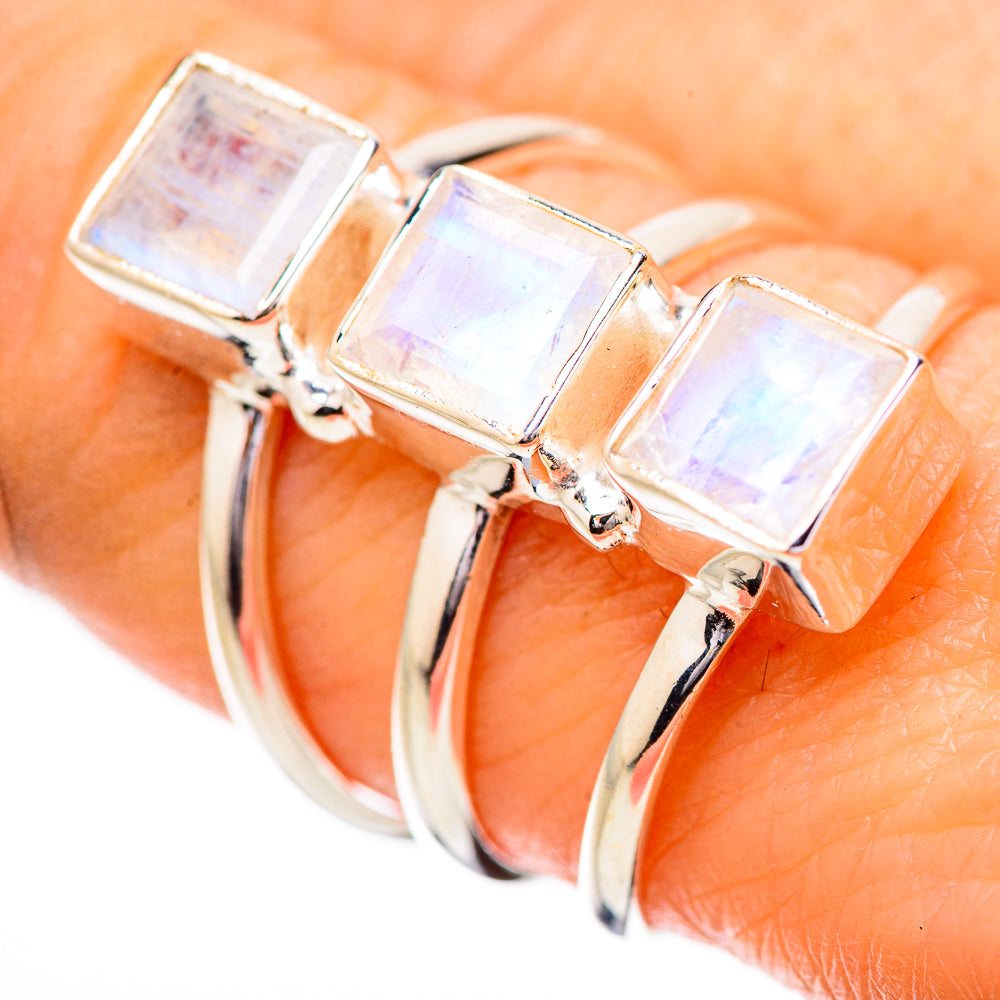 Rainbow Moonstone Rings handcrafted by Anasilvercos - RING131843