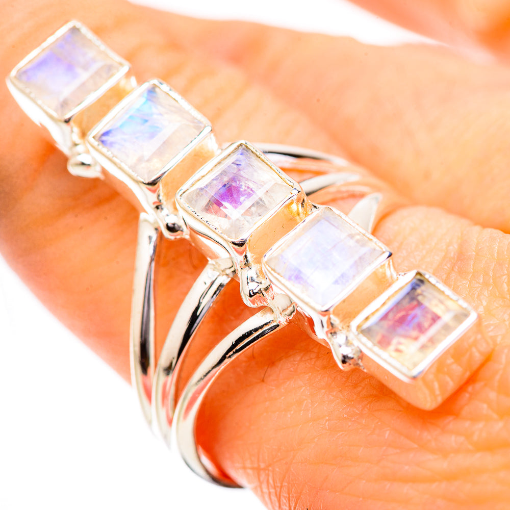 Rainbow Moonstone Rings handcrafted by Anasilvercos - RING131844