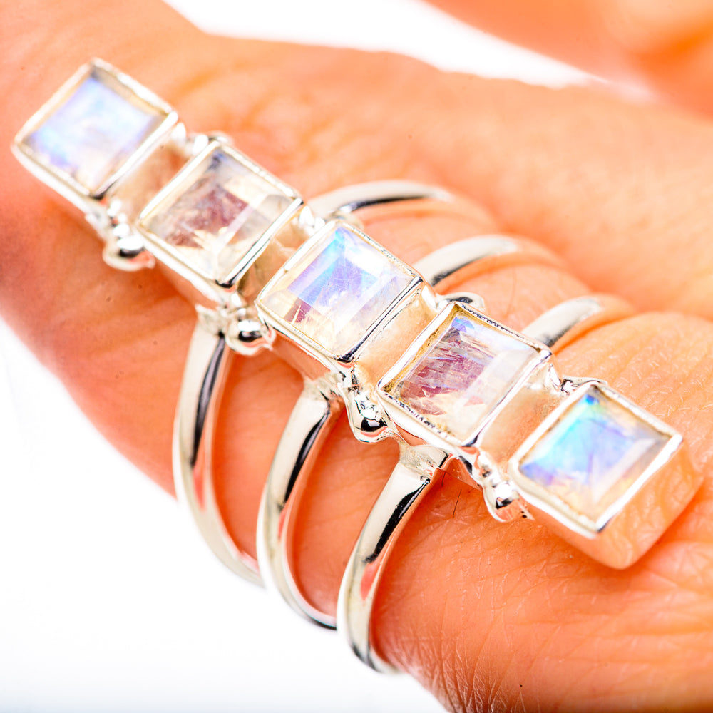 Rianbow Moonstone Rings handcrafted by Anasilvercos - RING131845