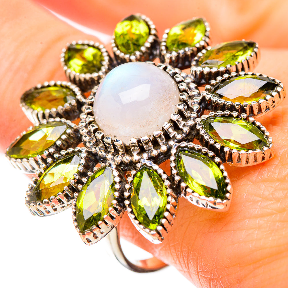 Rainbow Moonstone Rings handcrafted by Anasilvercos - RING131863