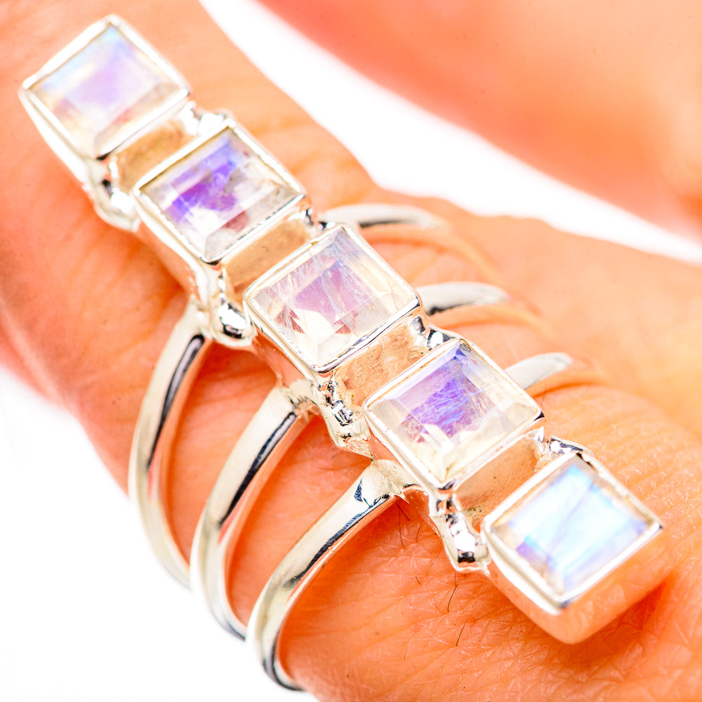 Rainbow Moonstone Rings handcrafted by Anasilvercos - RING131867