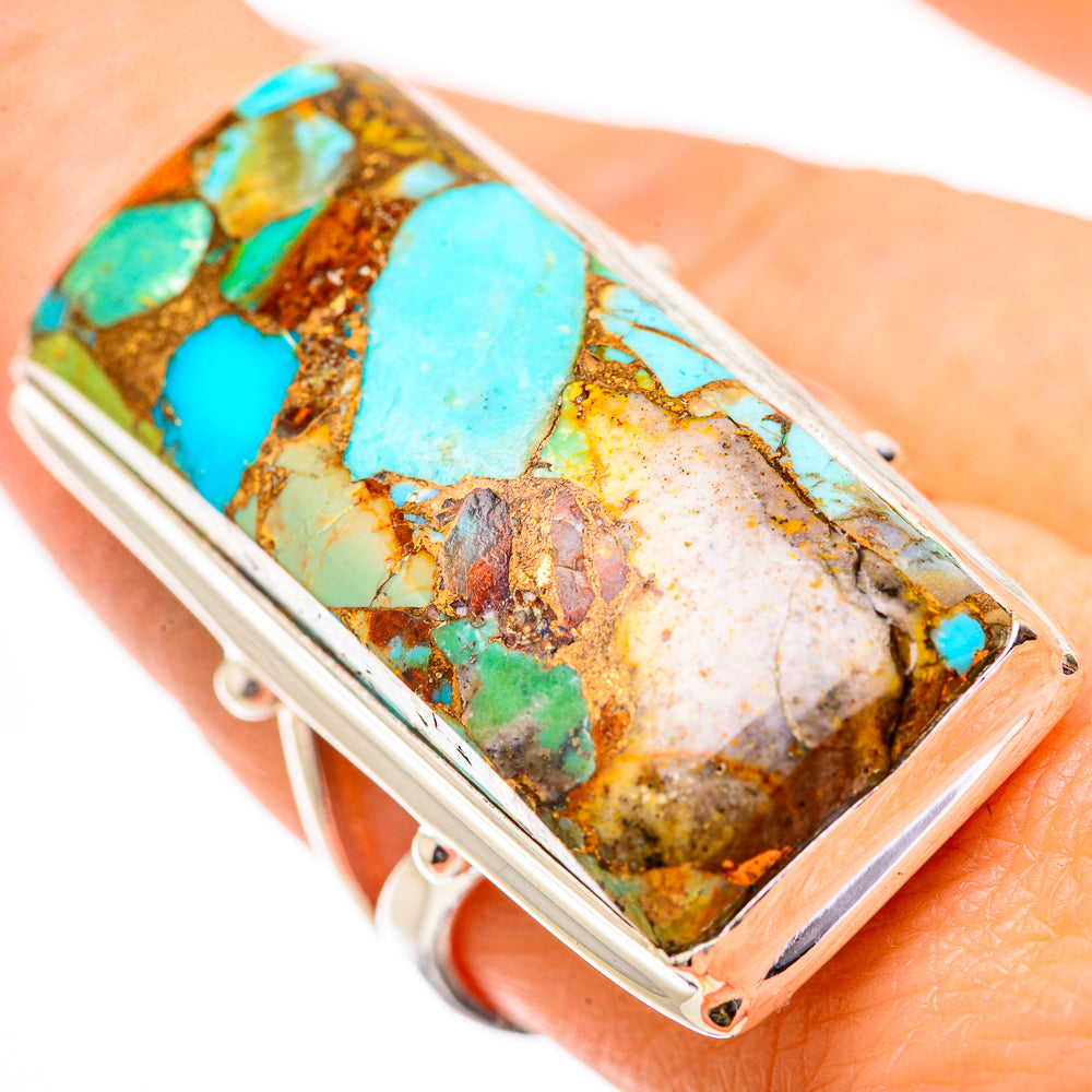 Kingman Mohave Turquoise Rings handcrafted by Anasilvercos - RING131872