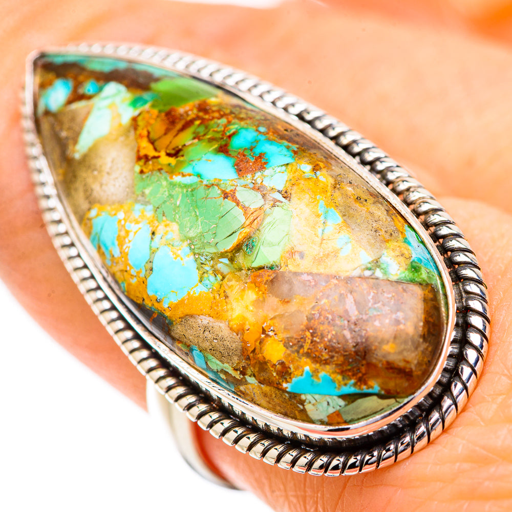 Kingman Mohave Turquoise Rings handcrafted by Anasilvercos - RING131873