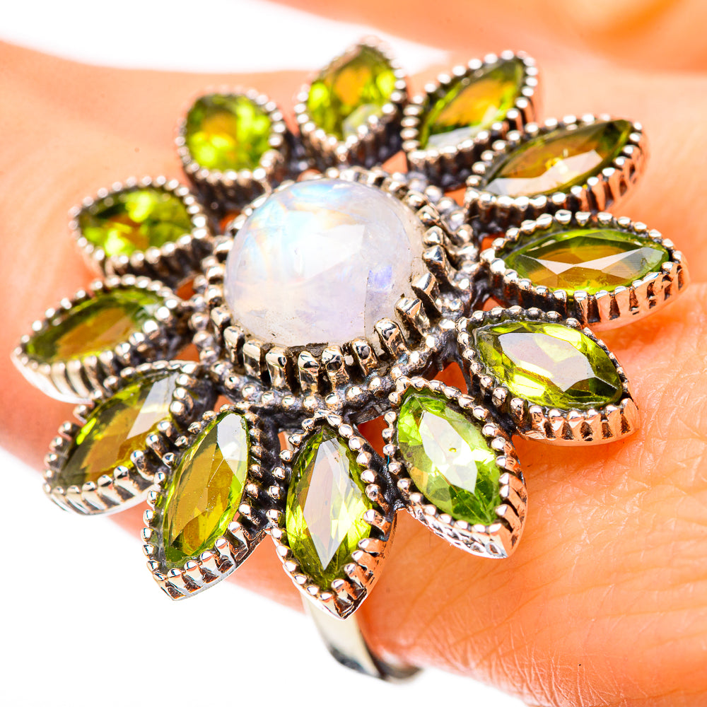 Rainbow Moonstone Rings handcrafted by Anasilvercos - RING131883