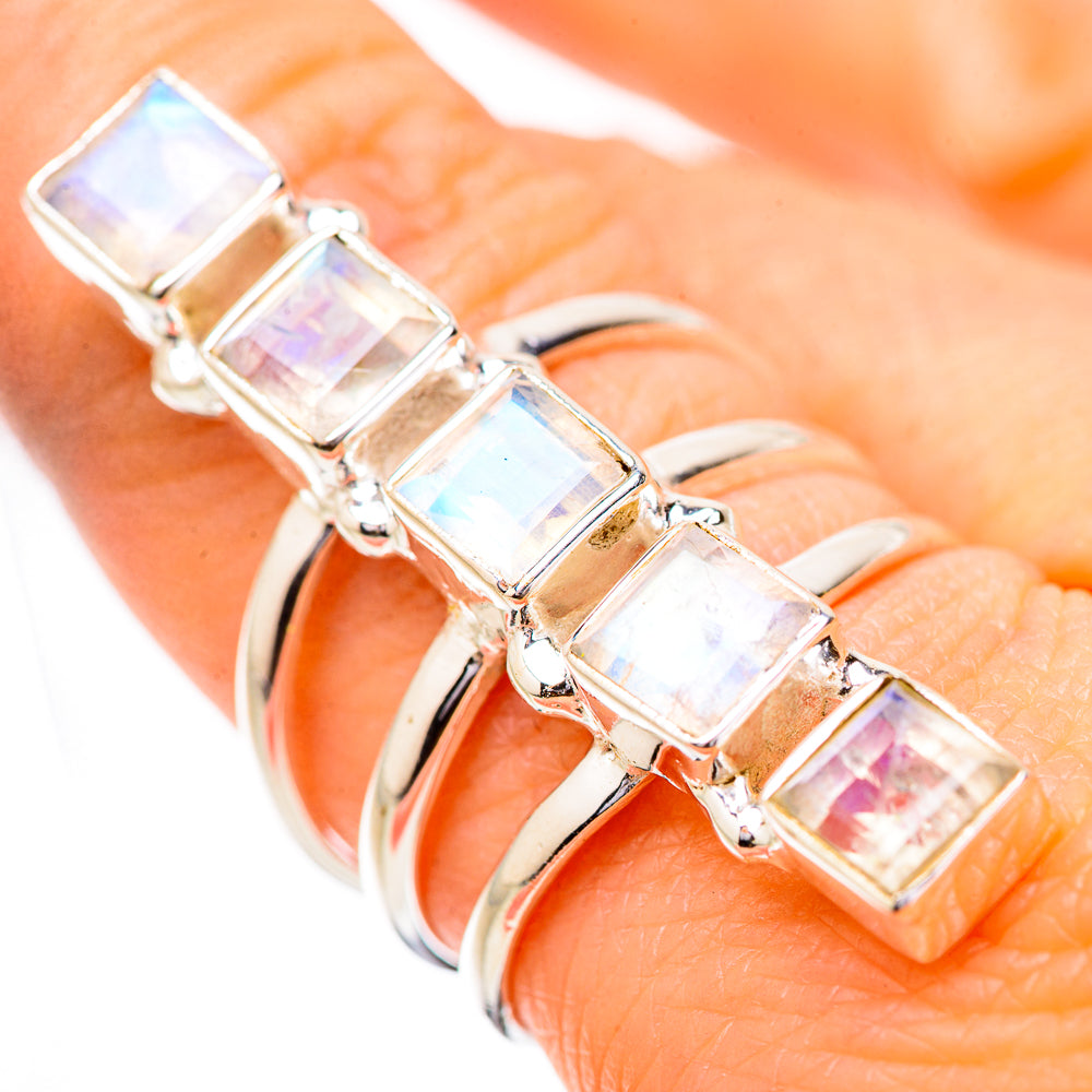 Rainbow Moonstone Rings handcrafted by Anasilvercos - RING131887