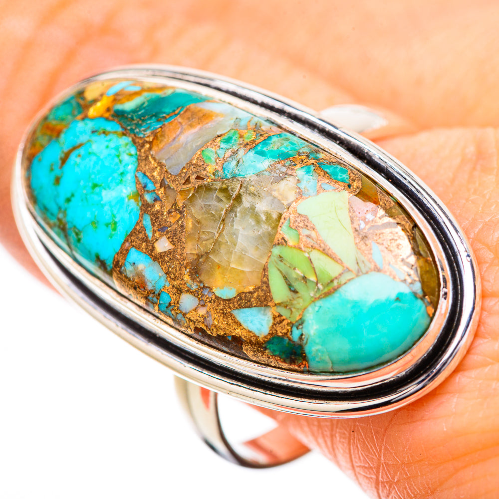 Kingman Mohave Turquoise Rings handcrafted by Anasilvercos - RING131888
