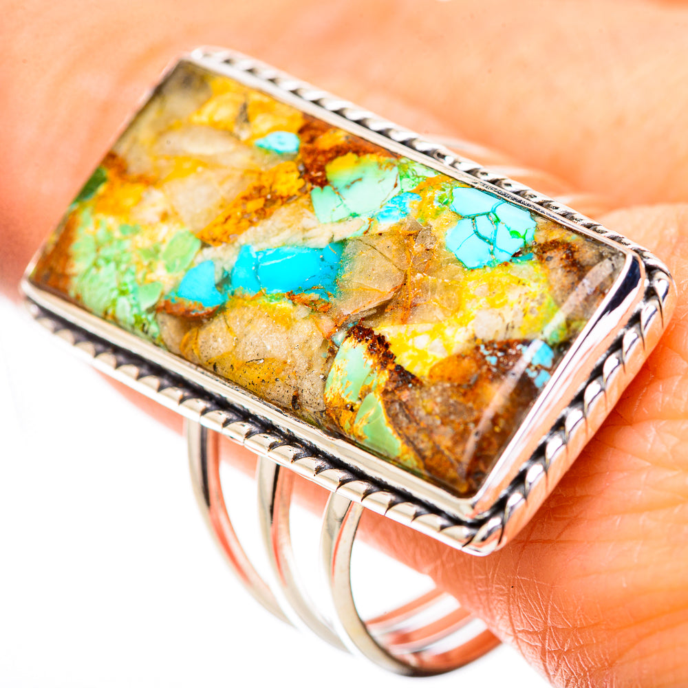 Kingman Mohave Turquoise Rings handcrafted by Anasilvercos - RING131890