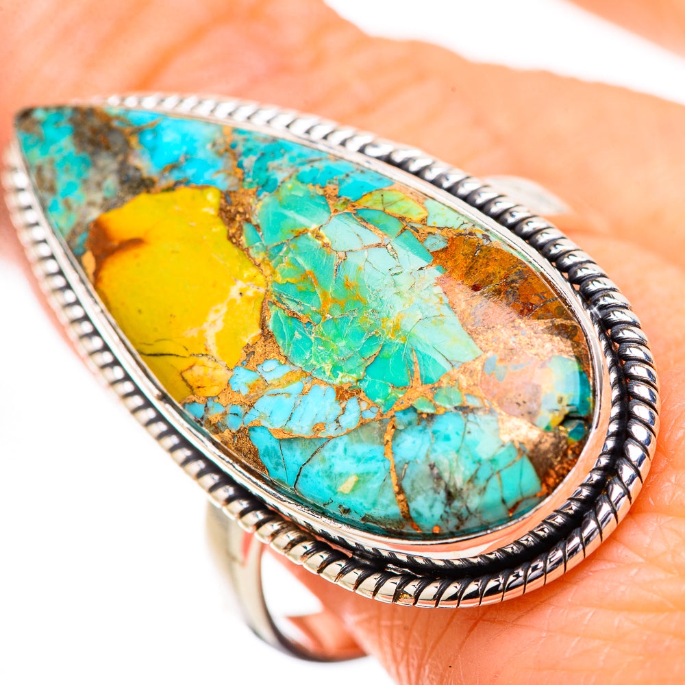 Kingman Mohave Turquoise Rings handcrafted by Anasilvercos - RING131899