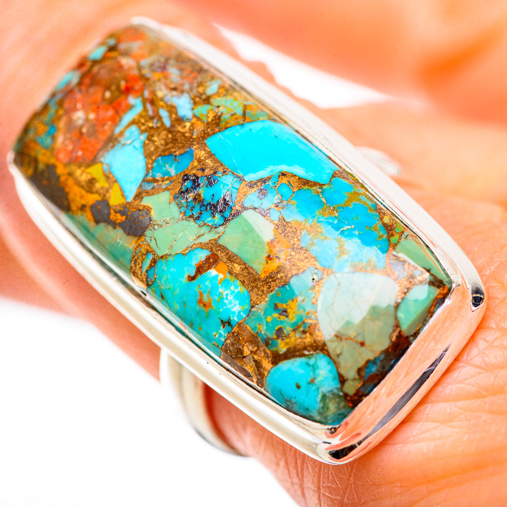 Kingman Mohave Turquoise Rings handcrafted by Anasilvercos - RING131910