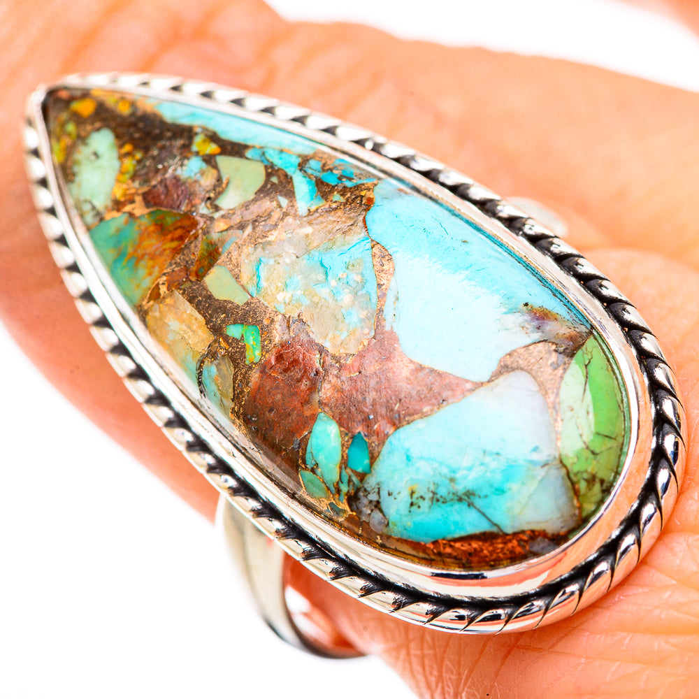 Kingman Mohave Turquoise Rings handcrafted by Anasilvercos - RING131911