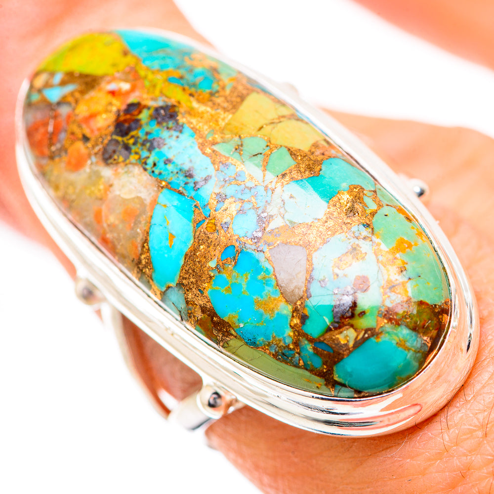 Kingman Mohave Turquoise Rings handcrafted by Anasilvercos - RING131912