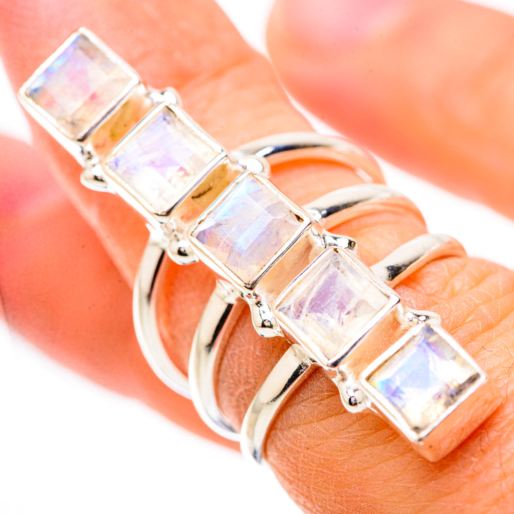 Rainbow Moonstone Rings handcrafted by Anasilvercos - RING131926