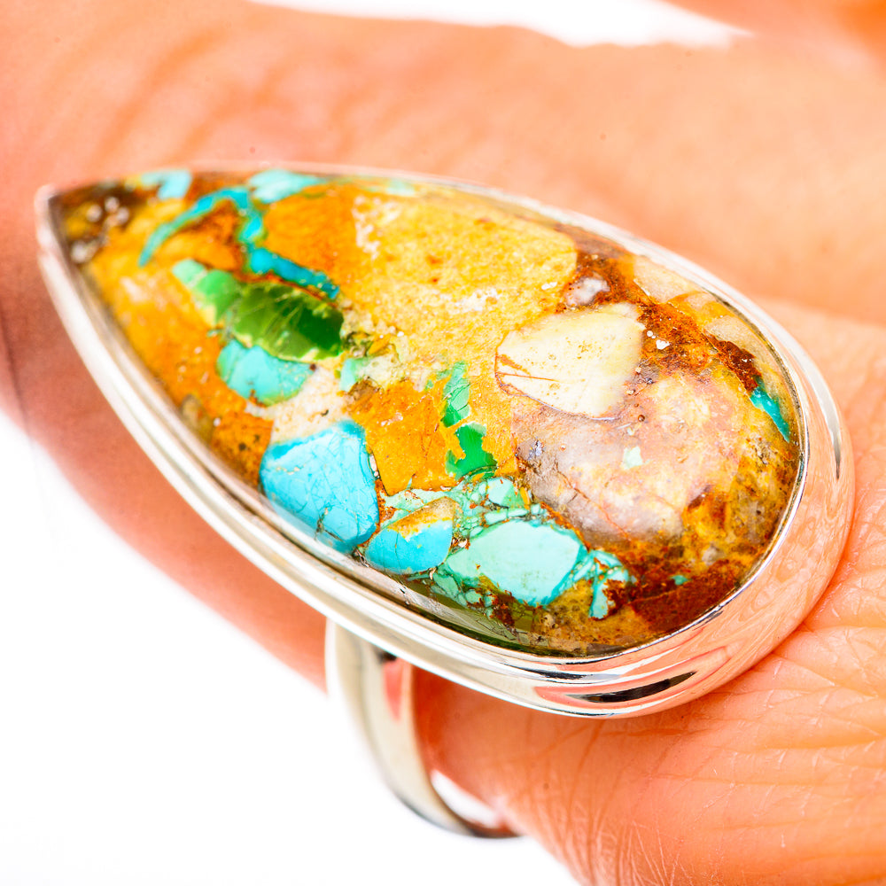 Kingman Mohave Turquoise Rings handcrafted by Anasilvercos - RING131930