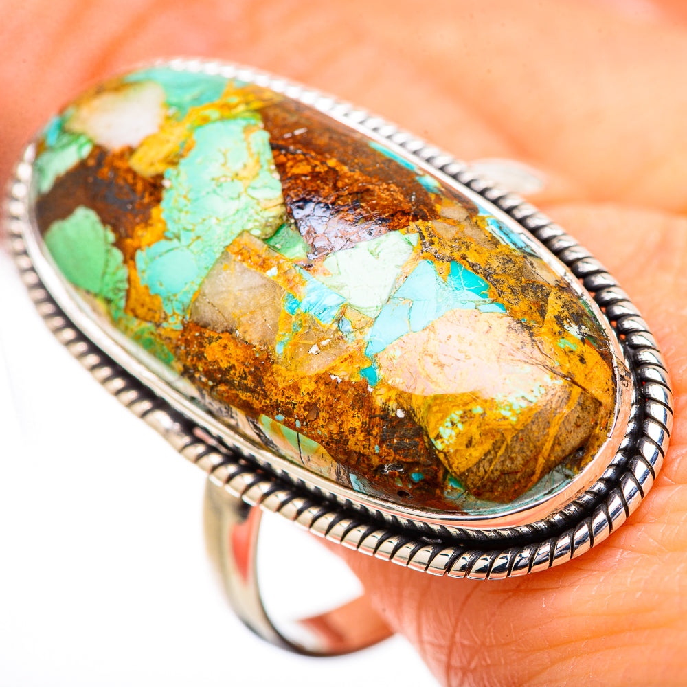 Kingman Mohave Turquoise Rings handcrafted by Anasilvercos - RING131931