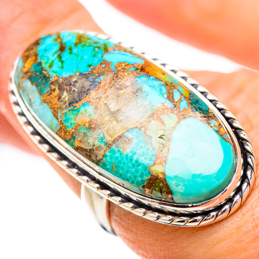 Kingman Mohave Turquoise Rings handcrafted by Anasilvercos - RING131939