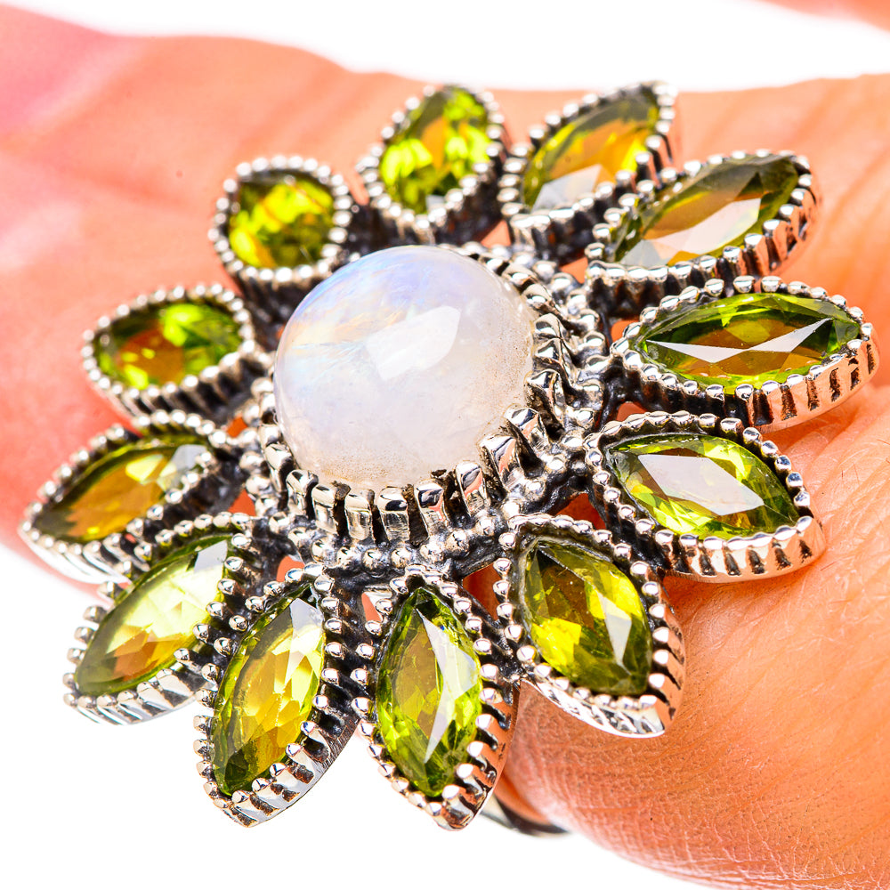 Rainbow Moonstone Rings handcrafted by Anasilvercos - RING131940