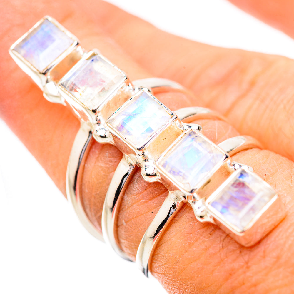Rainbow Moonstone Rings handcrafted by Anasilvercos - RING131943